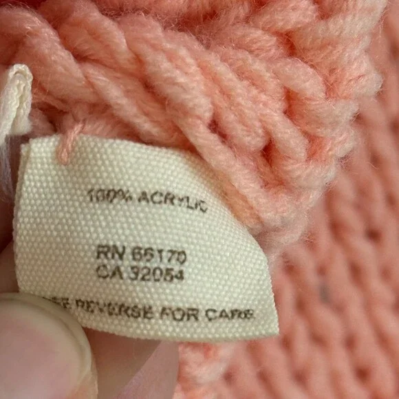 Free People Heavy Knit Cropped Cardigan Sweater Pink Apricot Gingham Button Up M - Picture 7 of 8